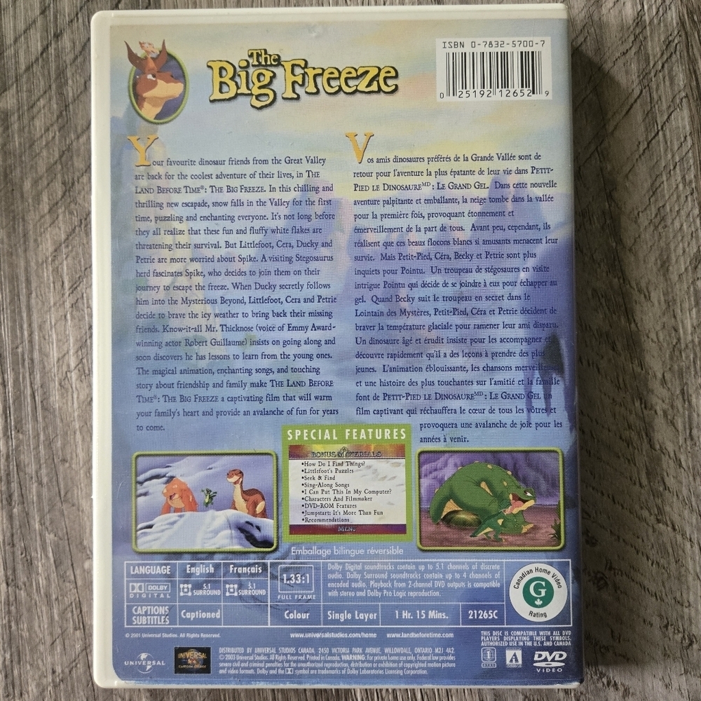 The Land Before Time: The Big Freeze DVD Dinosaurs Classic Family Movie 2001 - Picture 5 of 5